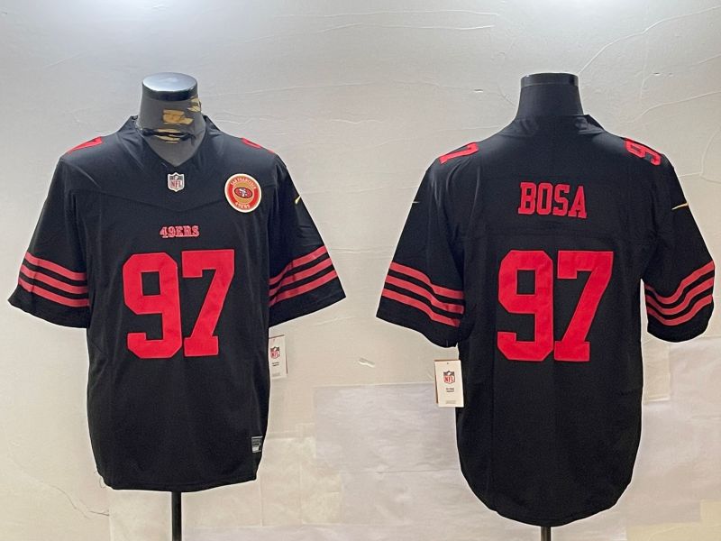 Men San Francisco 49ers #97 Bosa Black three generations 2024 Nike Limited NFL Jersey style 5->->